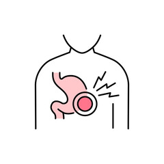 Stomach pain olor line icon. Pictogram for web page, mobile app, promo.