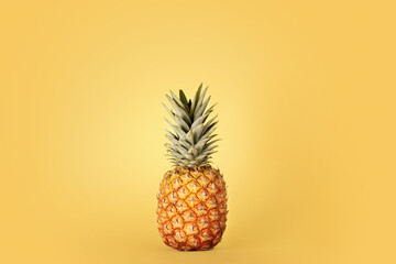 Hawaiian pineapples background. Sliced and whole of Pineapple (Ananas comosus). Creative layout made of pineapple.