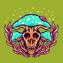 Scary mushroom illustration