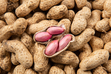 peanut in shell texture. food background of peanuts
