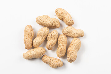 Raw fresh peanut isolated on white background