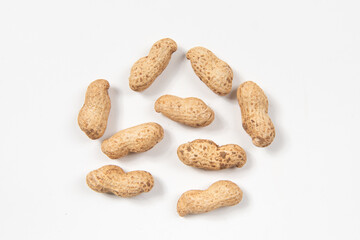 Raw fresh peanut isolated on white background