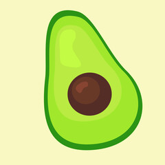 illustration of an avocado that have been sliced