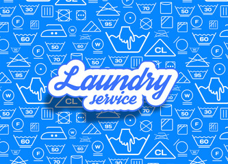 Laundry symbols icons set vector background