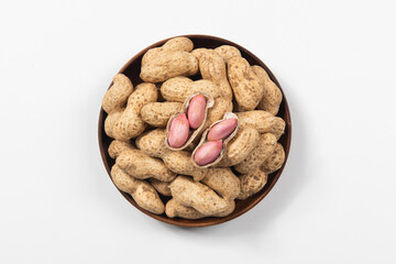 Raw fresh peanut isolated on white background
