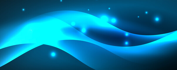 Shiny glowing neon wave, light lines abstract background. Magic energy and motion concept. Vector wallpaper template