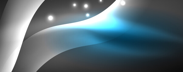 Shiny glowing neon wave, light lines abstract background. Magic energy and motion concept. Vector wallpaper template
