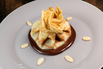 Crepe and chocolate pear alms recipe, High quality photo