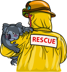 pray for Australia The fire rescue team carried the koala after successfully rescuing from the accident
