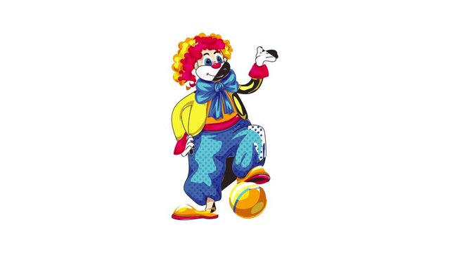 Clown play ball icon animation