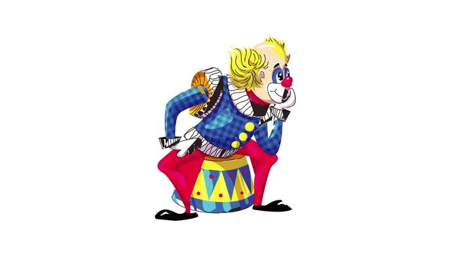Clown on drums icon animation