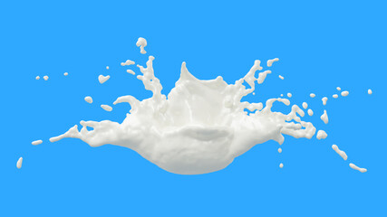 Naklejka na ściany i meble Milk Splash with droplets on black background. 3d illustration