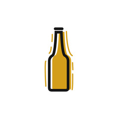 Wine bottle logo design template, trendy bottle icon.