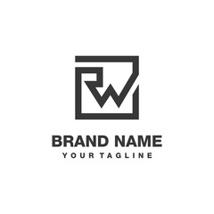 Fototapeta premium square line RW logo design for company
