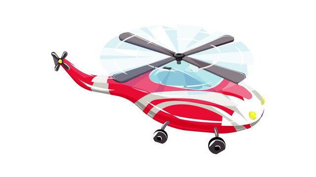 Red flying helicopter icon animation