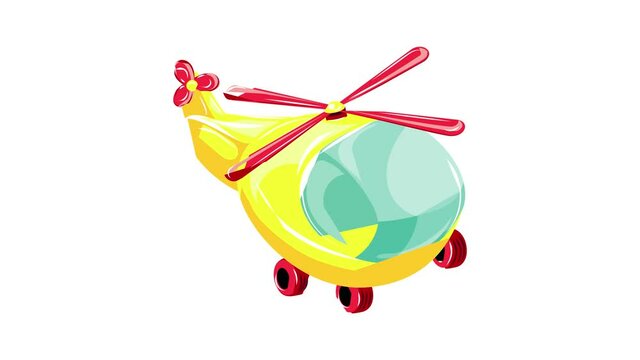 Kid toy helicopter icon animation