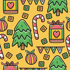 hand drawn cartoon christmas pattern design