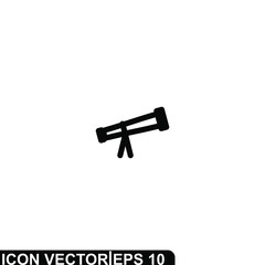 Simple Icon Teleskop Vector Illustration Design. Outline Style, Black Solid Color.