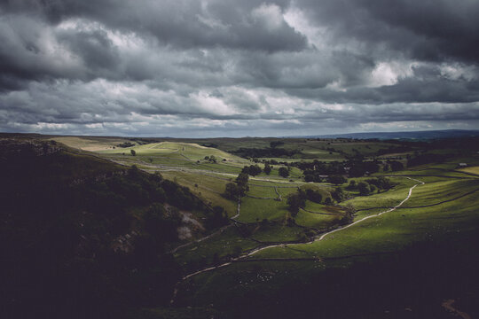 Landscape from the top of Malham Cove in Yorkshire