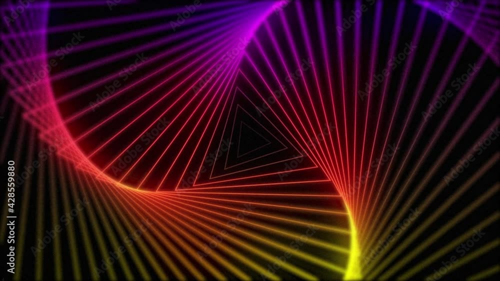Poster line twist triangle shape geometric abstract background, 3d rendering animation 4k seamless loop