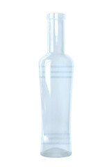 A single transparent bottle isolated on white background