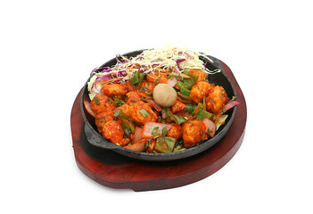 Indian food in brass bowl
