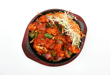 Indian food in brass bowl