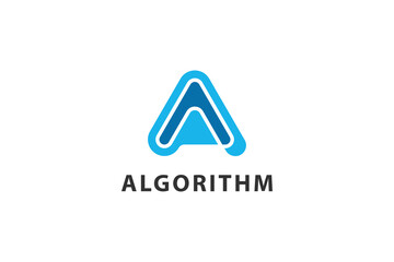 Letter A digital algorithm logo   