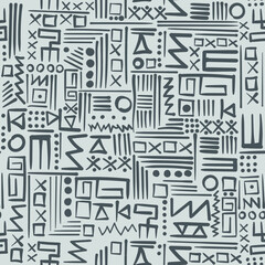 Seamless vector pattern in the style of Native American drawings, hand drawn