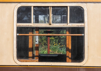 old steam train carriage window
