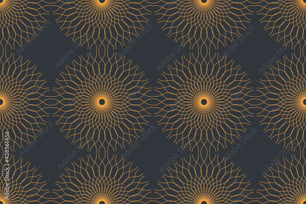 Wall mural seamless abstract background pattern made with curvy lines forming circles in sun abstraction. decor