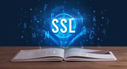 Technology abbreviation coming out from an open book