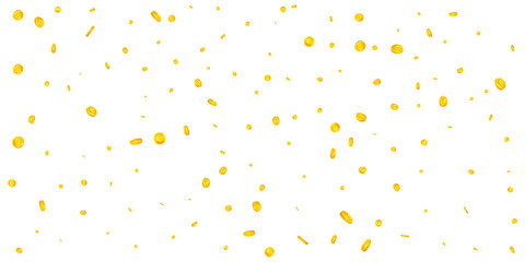 European Union Euro coins falling. Gorgeous scattered EUR coins. Europe money. Unusual jackpot, wealth or success concept. Vector illustration.