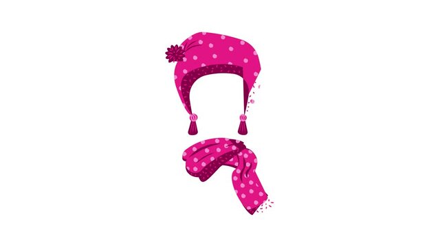 Pink hat and scarf icon animation