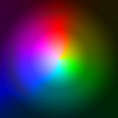 Alle Farben des Farbspektrums sind um einen Mittelpunkt angeordnet.