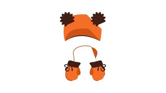 Winter cotton headwear icon animation