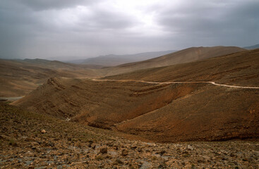 Road through the barren Atlas Mountains, Morocco