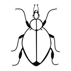 Contour beetle icon. Creative illustration. Black sketch. Idea for decors, logo, patterns, papers, covers, gifts, summer and autumn garden, insect natural themes. Isolated vector art.