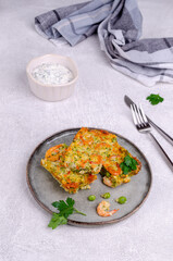 Vegetable casserole with shrimp