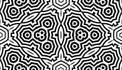 Abstract fantasy striped thin line round geometric seamless pattern. Creative mosaic, tile background.