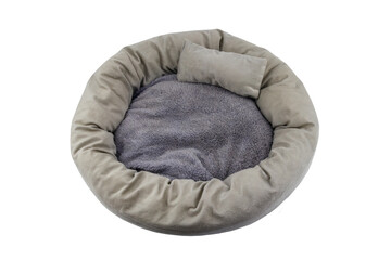 Comfortable pet bed isolated on white background