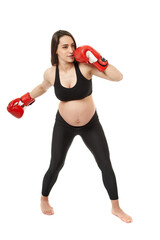 Pregnant woman doing fitness exercises