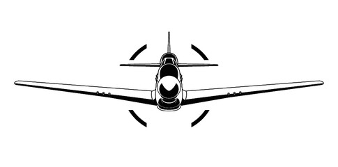 Vector P-51 mustang WW2 military airplane front view illustration
 - obrazy, fototapety, plakaty