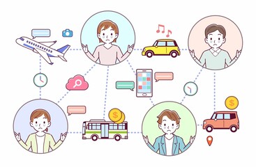 Fototapeta premium 旅行とテクノロジー