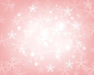 Pink light snowflakes bokeh background