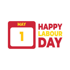 Happy labour day vector label, social media post, background or banner with calendar illustration. workers day poster. 1 may. may day