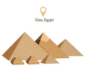 Vector landscape with pyramids . Pyramids of Egypt.