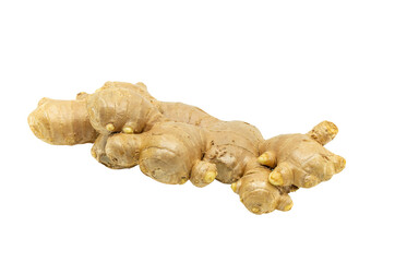 Old ginger, isolated a big brunch of whole fresh ginger on white background.