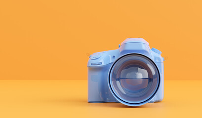 Professional digital camera in modern color style.