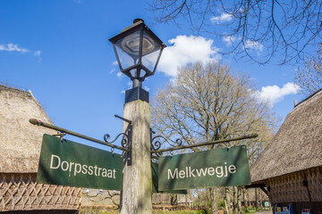Old sign with street names in Orvelte, Netherlands